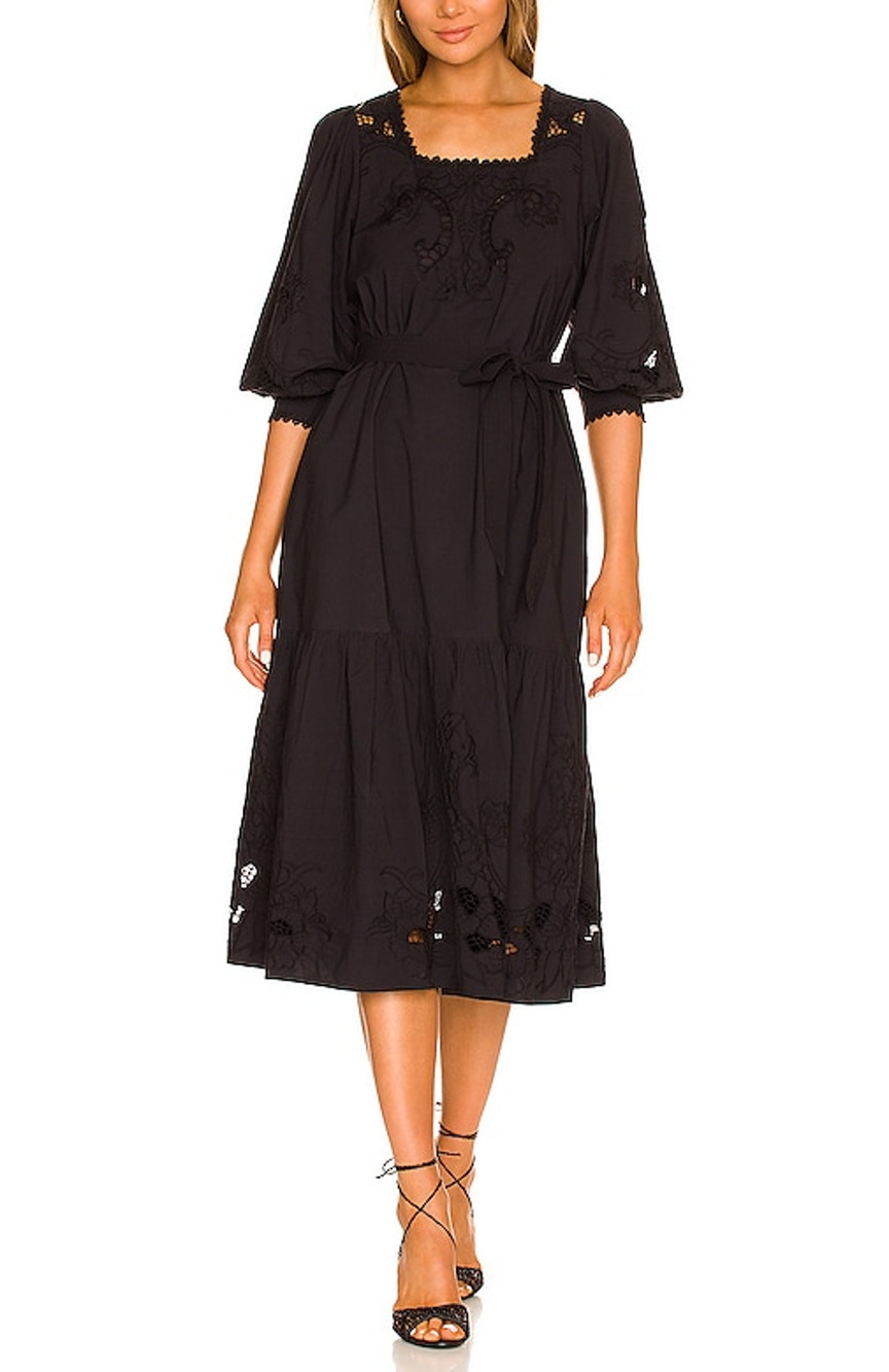 Cleobella Embroidered Black Harlow Dress Size M